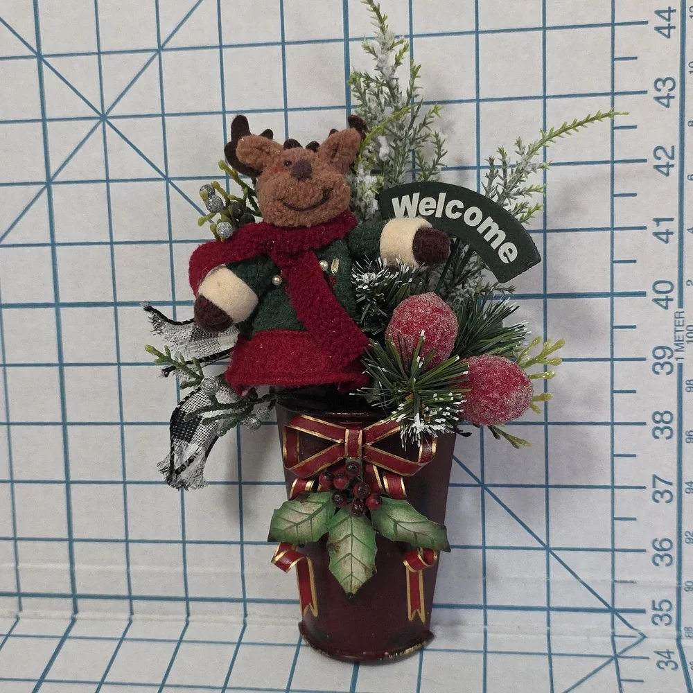 Christmas Holiday Wall Pocket Decor, Mini Holiday‎ Welcome Sign W/Moose #2